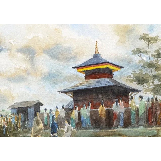 Alok Gurung Visiting the Temple - Landscape 1992 For Sale - Image 4 of 8