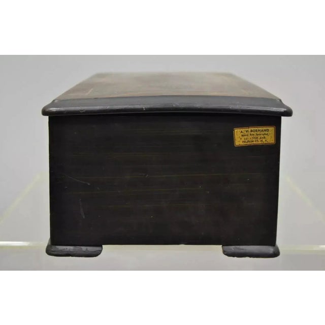 19th Century Antique Swiss Continental Marquetry Inlay Cylinder Music Box by a.v. Bornard For Sale - Image 10 of 12