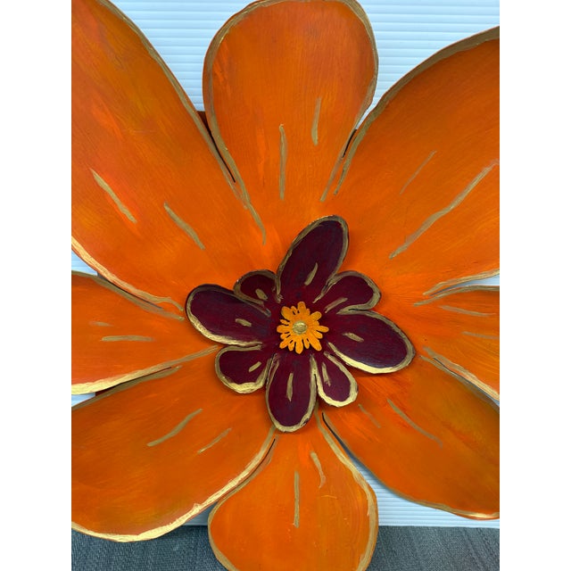Pat & Andre Juneau Metal Flower Wall Sculpture, Extra Large For Sale - Image 4 of 12