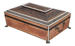 Anglo-Indian large Footed Box with Lidded Compartments, 19th Century