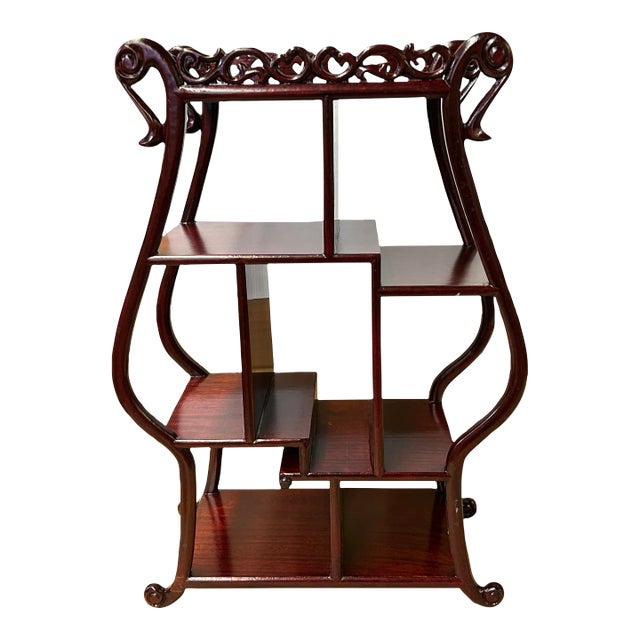 10.5" Reddish Brown Vase Shape Table Top Layers Curio Display Stand For Sale