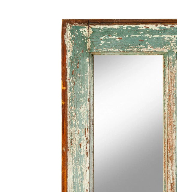 Craftsman style window with mirrored panes. Original chippy paint. Sturdy sound structurally. The manufacturer & date of...