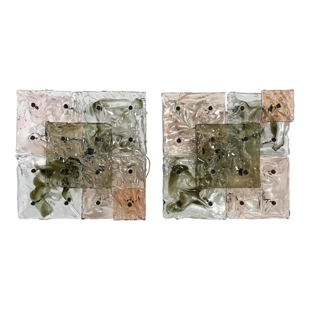 Mid-Century Venini Murano Patchwork Wall Lights 'Cheerio' - a Pair For Sale