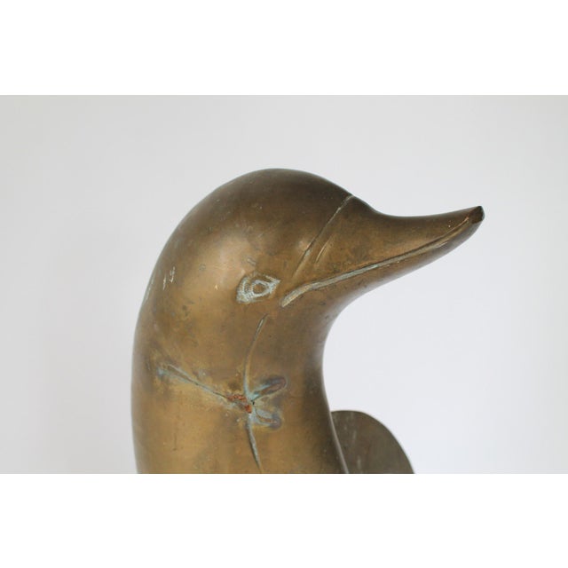 Vintage 1970's Brass Dolphin Sculpture For Sale In Milwaukee - Image 6 of 11