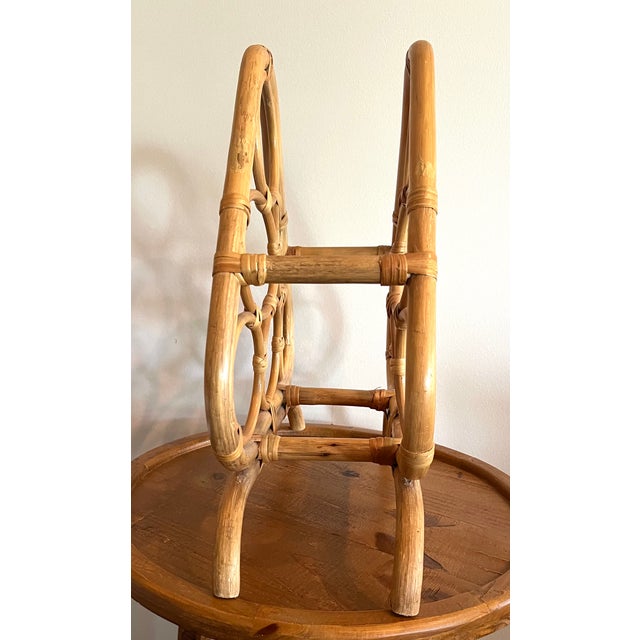 Vintage Boho Rattan Bamboo Wine Rack / Sculptural Tabletop Bottle Holder For Sale - Image 4 of 7