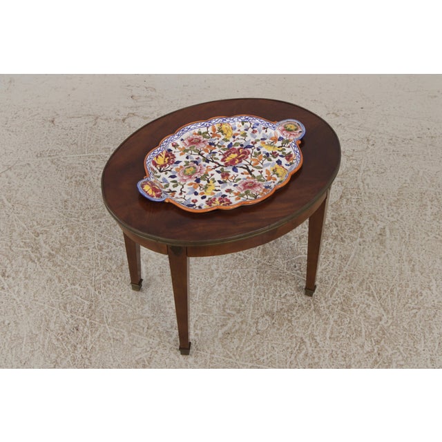 Age: Approx: 60 Years Old Details: Nice Vintage Table Mahogany Brass Capped Feet High Quality Construction Nice Inlay Work...