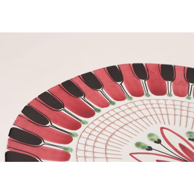 Scandinavian Geometric and Floral Hand-Painted Fajance Platter by Elle Norway For Sale - Image 12 of 16