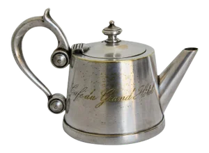 Art Deco Silvered Tea Pot from" Cafe du Grand Hotel" France