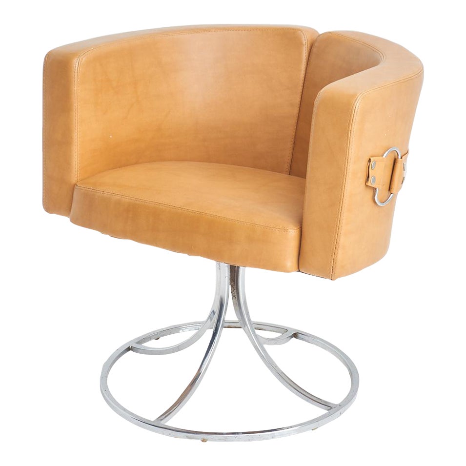Leather & Chrome Swivel Chair by Daystrom, 1970s Chairish