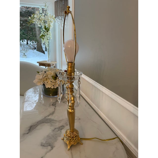 Gold Vintage Gold Urn and Crystal Lamp For Sale - Image 8 of 8