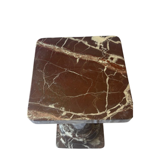 Chestnut Vintage Neoclassical Rosso Levanto Marble Column Pedestal For Sale - Image 8 of 18