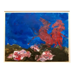 Robert Beauchamp, American Neo Expressionist "Wild Horses" Modernist Oil Painting