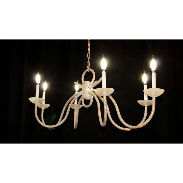 Postmodern Fine Arts Lamps Co. Six Branch Light Fixture Chandelier For Sale - Image 3 of 13