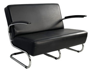 Modern Austrian Steel Leather S 411 Two-Seater Sofa attributed to Thonet, 1980s