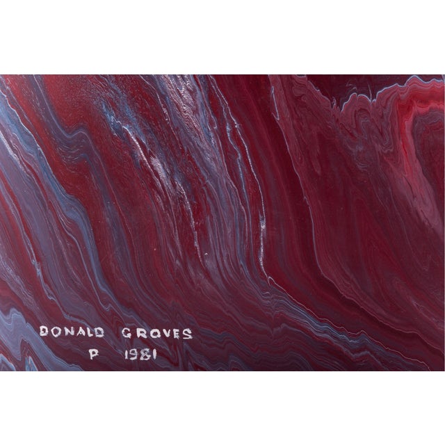 Donald Groves Large Scale Abstract Oil Painting - "Red Flow" Expressionism (1980s) For Sale - Image 10 of 10