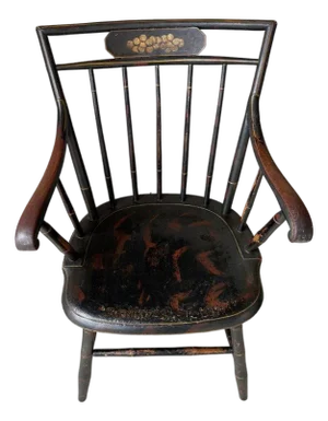 19thc Original Paint Decorated Windsor Arm Chair