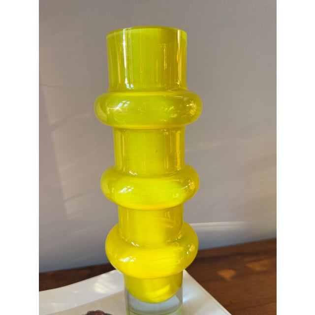 Yellow Cased Glass Bamboo Vase by Bo Borgström for Åseda Glasbruk, Sweden, 1960s For Sale - Image 4 of 18