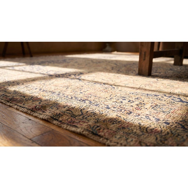 Beige 1920s Ivory Medallion Antique Turkish Formal Sivas Rug 8' X 9'9" Hand Knotted Wool Carpet For Sale - Image 8 of 9