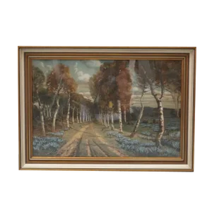 Franz Kortejohann, Birkenallee, 1890s, Chalk & Gouache, Framed