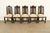 A beautiful set of five antique English Jacobean or Tudor style dining chairs By Berkey & Gay USA, Circa 1920s Carved...