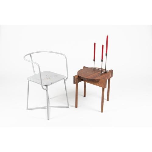 Overlapping Walnut Side Table with Round Top Insert by Antonio De Marco For Sale - Image 11 of 13