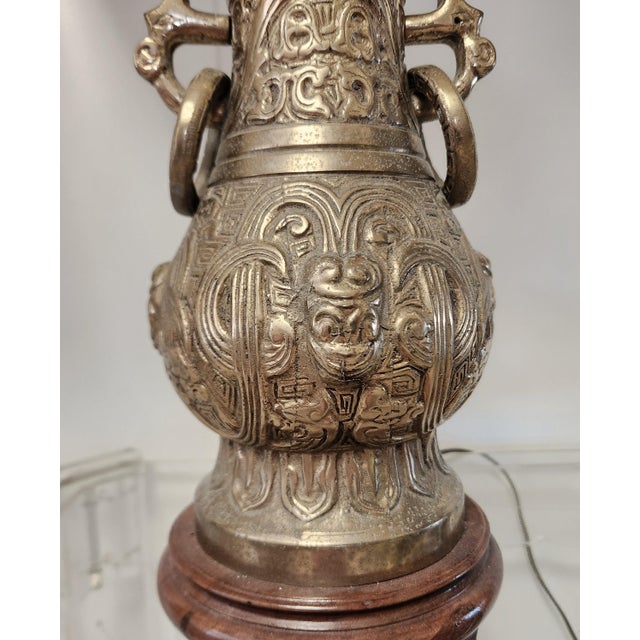 Mid 20th Century Pair Asian Solid Brass Tble Lamps After James Mont For Sale In Orlando - Image 6 of 12
