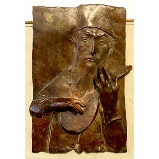 David Aronson, Bronze Sculpture Relief Troubadour Figurative American Modernist David Aronson For Sale