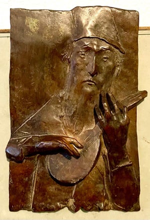 David Aronson, Bronze Sculpture Relief Troubadour Figurative American Modernist David Aronson