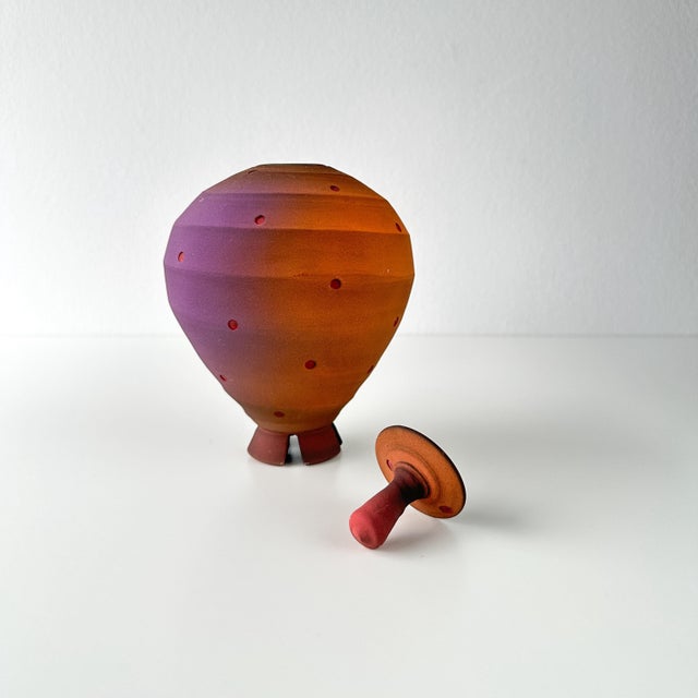 Vintage Jim Kemp (1955-2013) Ceramic Gradient Glaze Lidded Vessel Jar For Sale - Image 4 of 12