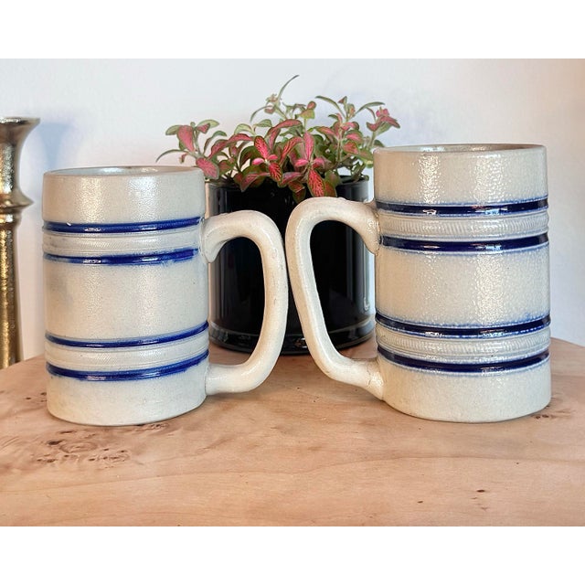 Antique White Antique Whites of Utica Stoneware Salt Glazed Barrel Mug For Sale - Image 8 of 9