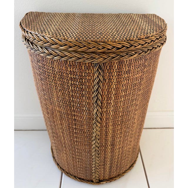 Vintage Rattan Hamper Basket For Sale In Miami - Image 6 of 10