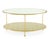 This piece is available only as shown, and will ship in 2-3 weeks. This three legged transitional cocktail table features...