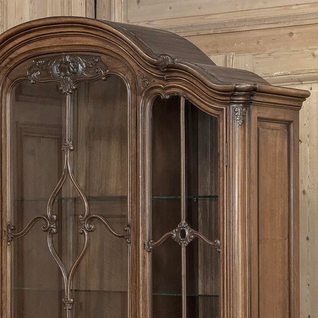 Chestnut Antique Liegeois Hand-Carved Walnut Bookcase ~ China Buffet For Sale - Image 8 of 18
