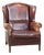 English Dark Leather Wing Chair For Sale