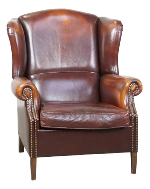 English Dark Leather Wing Chair