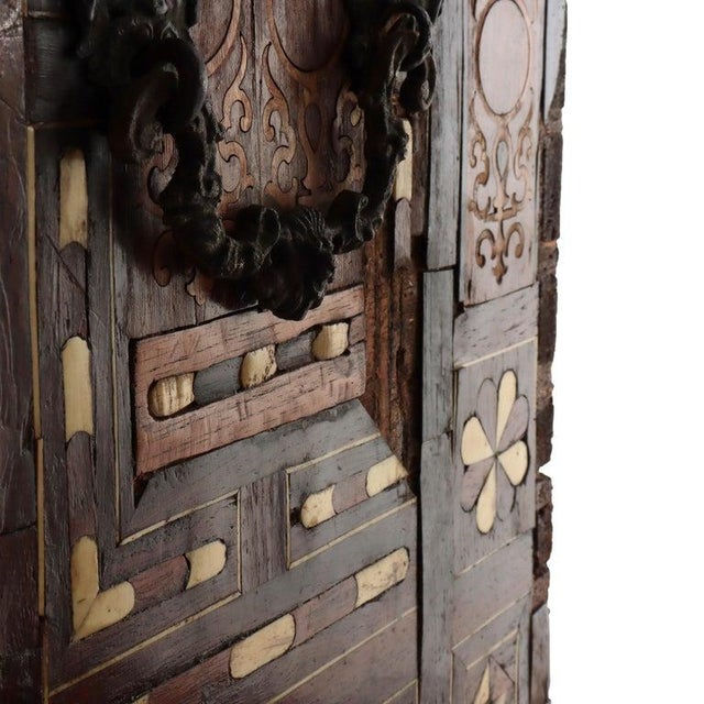 17thC Mahogany Spanish Vargueno With Bone Inlay & Wrought Iron Hardware C1670 For Sale - Image 10 of 16