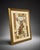 Decorative Asian-inspired framed artwork featuring a traditional figure with calligraphy-style background details and warm...