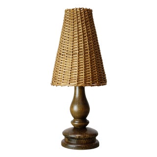 Vintage Italian Wicker Table Lamp For Sale