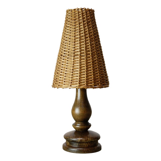 Vintage Italian Wicker Table Lamp For Sale