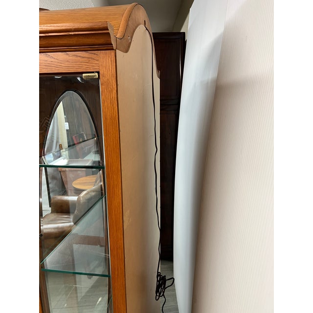 Traditional Pulaski Furniture English Oak Lighted Curio Cabinet For Sale - Image 3 of 15