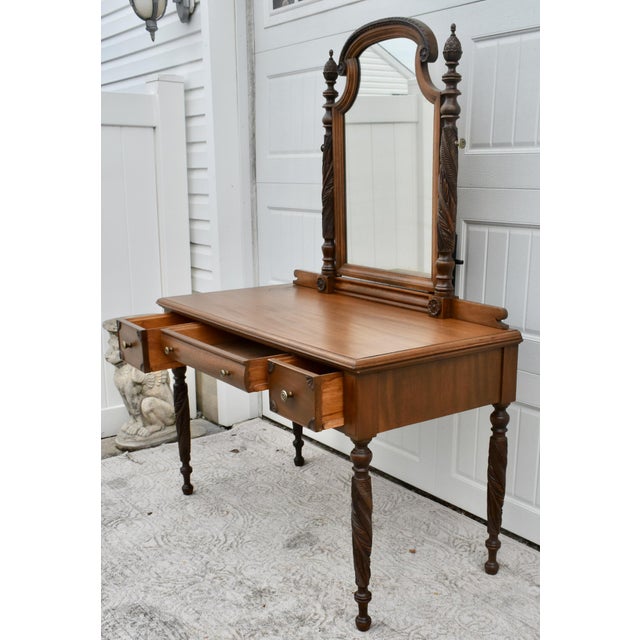 Antique Carved Mahogany Regency Style Vanity W/Mirror For Sale - Image 11 of 12