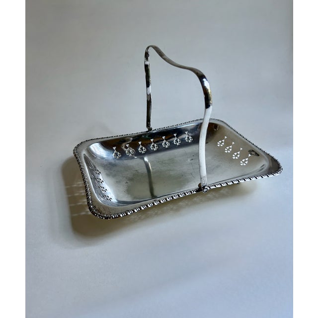 Cheltenham England Handled Silver Plate Pierced Basket For Sale - Image 18 of 18