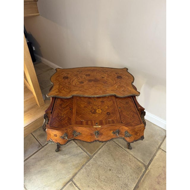 Brown Antique French Freestanding Kingwood Marquetry Inlaid Centre Table, 1880s For Sale - Image 8 of 13