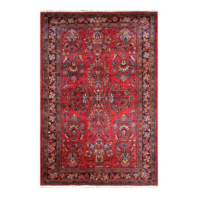 Pasargad Home Antique Sarouk Red Wool Area Rug, 3' 3'' X 4'11'' For Sale