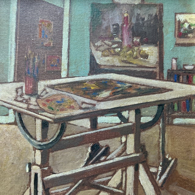 Contemporary original “the art studio” painting by Stephen Heigh. Signed and framed. Measures 8x10 or approximately...