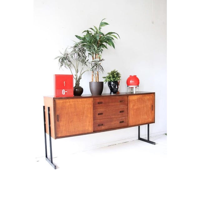 1960s Mid-Century Modern Sideboard in Teak with Metal Legs, 1960s For Sale - Image 5 of 6