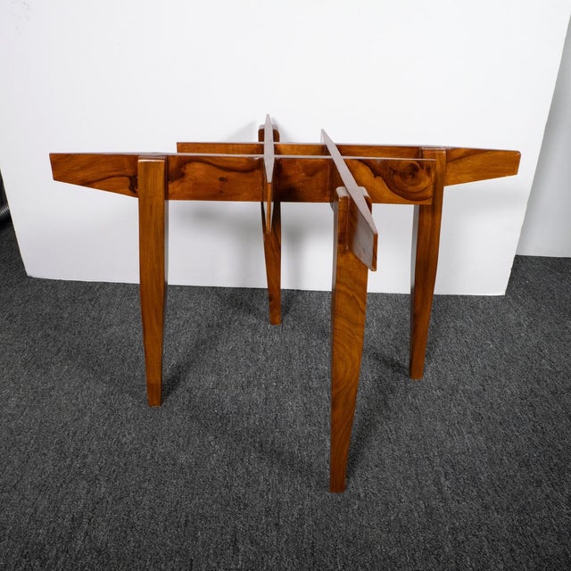Brown Pair of Geometric Motif Wood Side Tables For Sale - Image 8 of 12