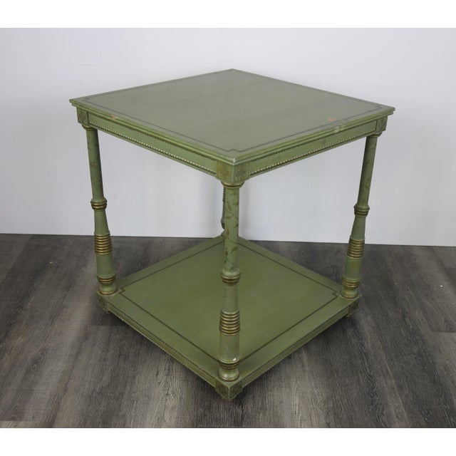 Side Table With Gold Border on Green Background For Sale - Image 4 of 9
