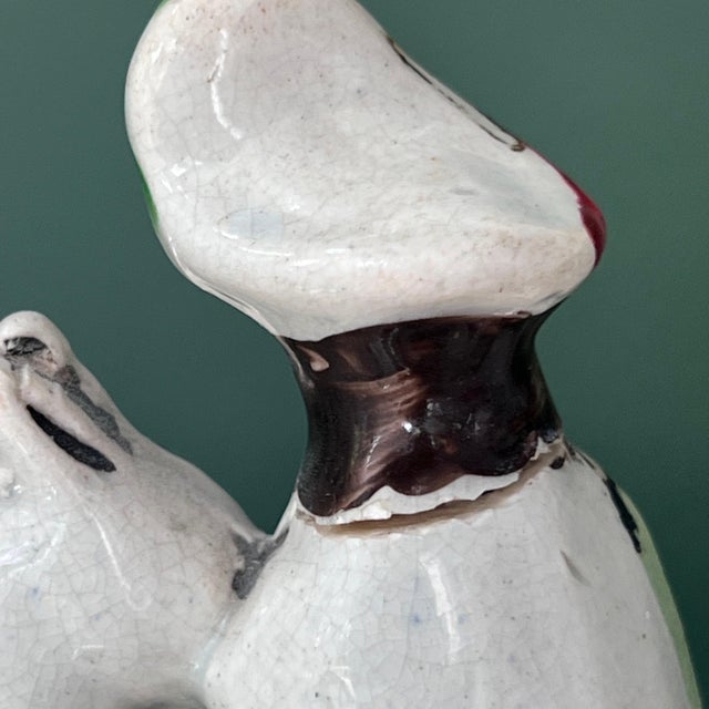 Rare pair of Staffordshire girls riding on zebras spill vases // hand-painted English antique // collectible // English country decor For Sale - Image 9 of 10