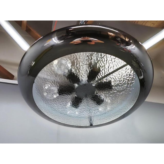 Vintage Bauhaus UFO Chrome and Glass Pendant Light, Czechoslovakia, 1930s For Sale - Image 9 of 14